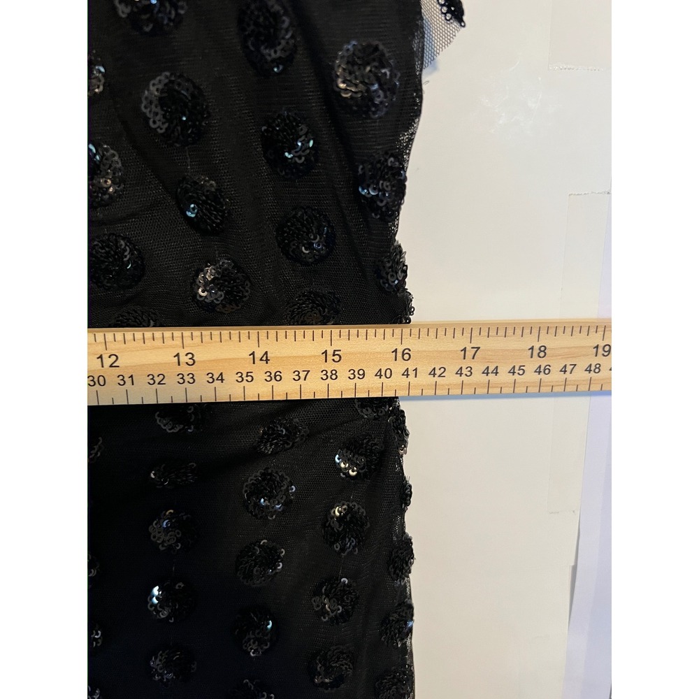 Three Pink Hearts Black Sequin Floral Mesh Mini Dress 26T4937STI Women's Large - Picture 7 of 8